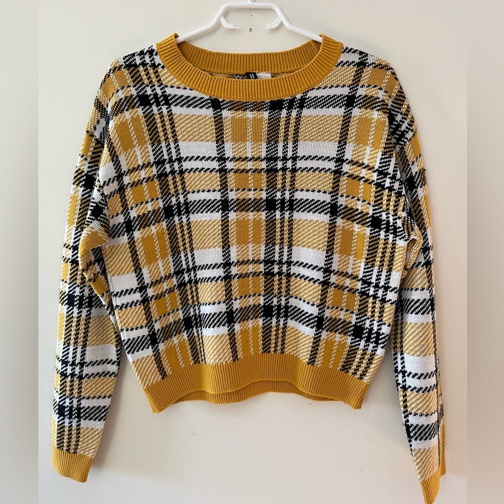 Yellow Plaid Divided Sweater
